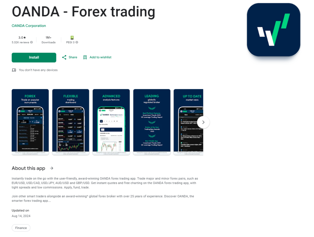 Oanda Playstore App Preview